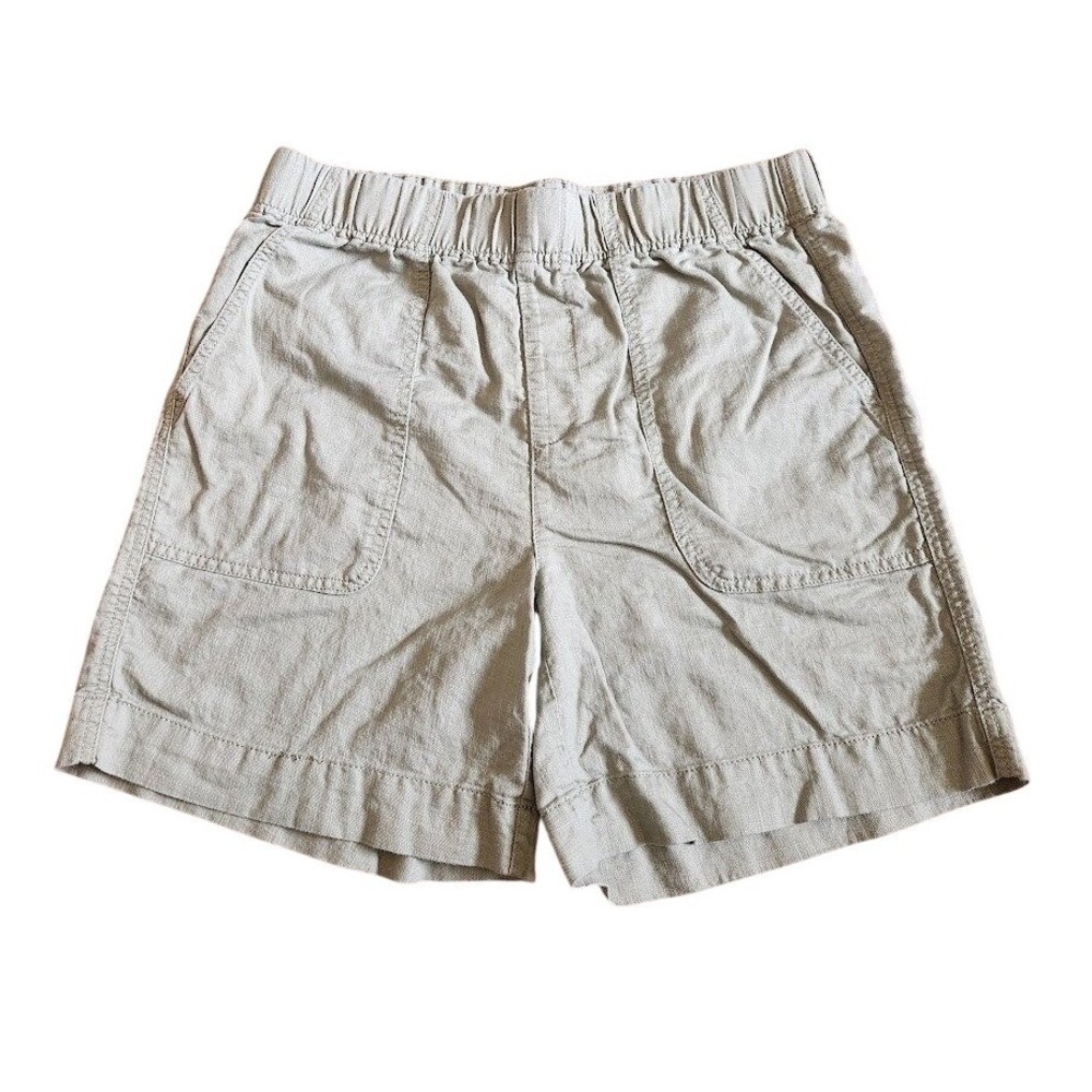 Chico's Women Sage Green Cotton Linen Utility Shorts Elastic Size 0.5 US 6  558